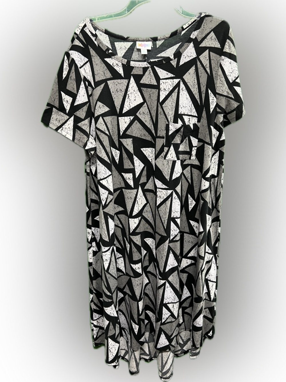 LuLaRoe Black, White & Gray Geometric Carly Pocketed Dress